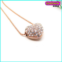 Collier pendentif coeur en or rose 2015 avec cristal